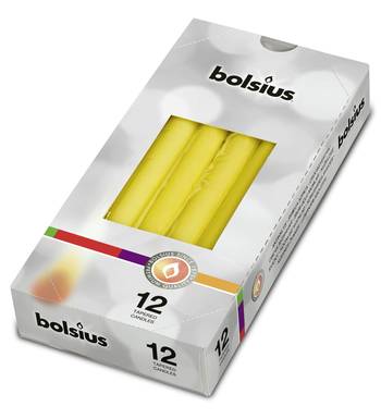Bolsius: Spitzkerzen 245/24 mm cello 12er Pack - gelb