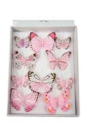 Steingaesser Feder Schmetterling gemischt - rosa (10 Stück)