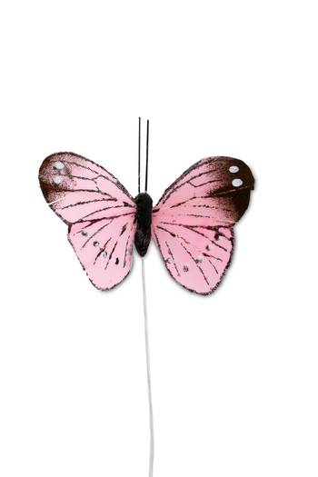 Steingaesser Feder Schmetterling 5 cm - rosa (12 Stück)