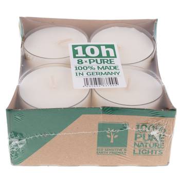 Wenzel: Pure Nature Maxi Lights - 100% Raps Wachs (8er Pack) - transparent - 10 h